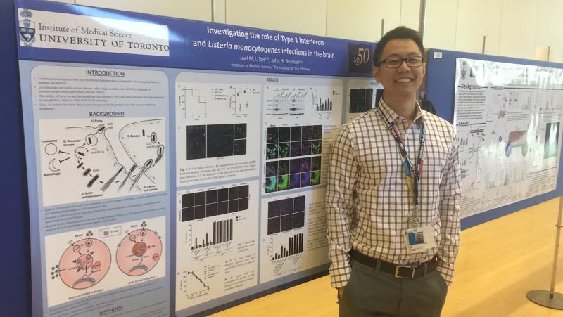 Joel Tan presents his master's research at the Institute of Medical Science in May 2018.