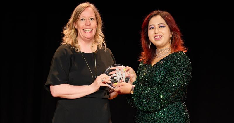 Kehkashan Basu receives the Young Leader of Distinction award.