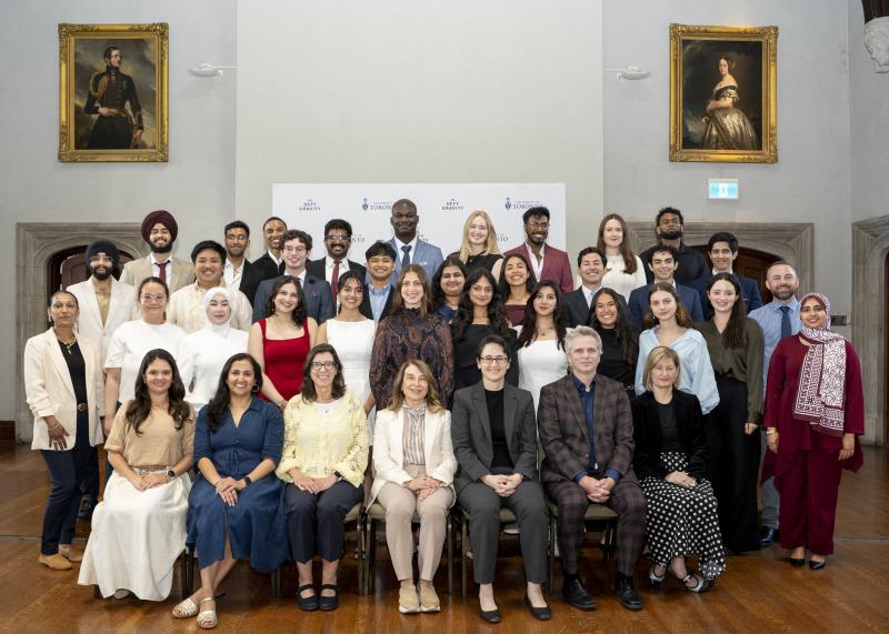 The Pearson Scholars Class of 2026 gathers with university representatives.