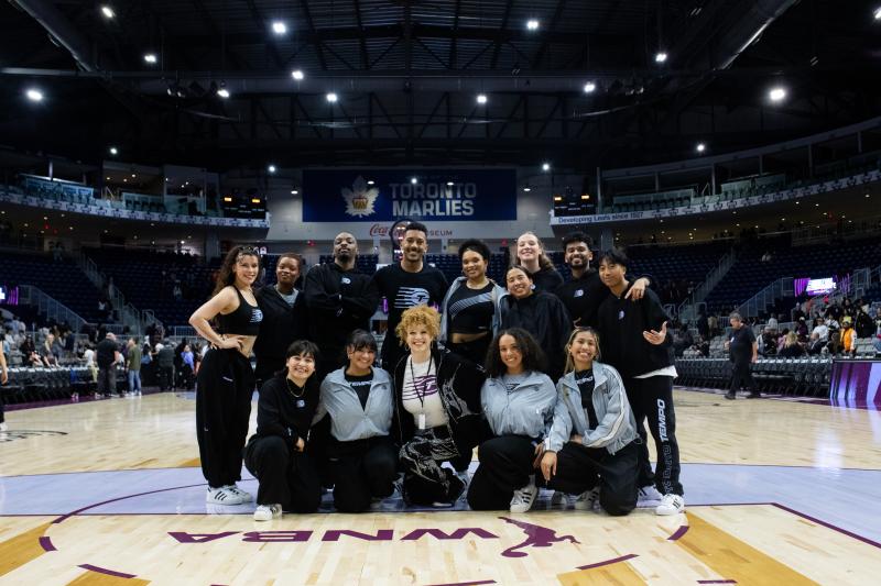 Justine Coroza with the Toronto Tempo's Rhythm Section in April 2026.