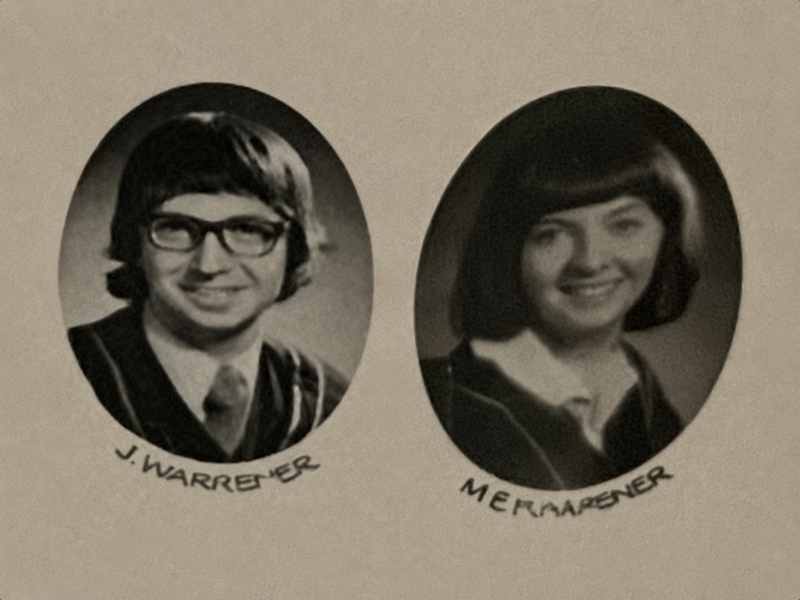 John and Elizabeth Warrener in their library-school graduation portraits.