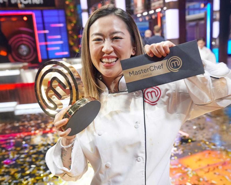 Veronica Wu with her trophy after winning MasterChef Canada's eighth season.