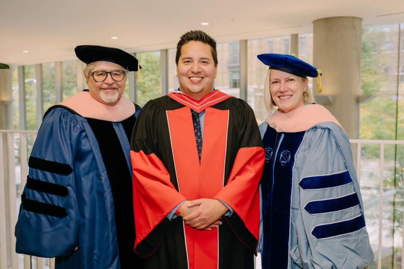 From left: Ted Witek, Zachary Miller and Anne Wojtak at convocation.