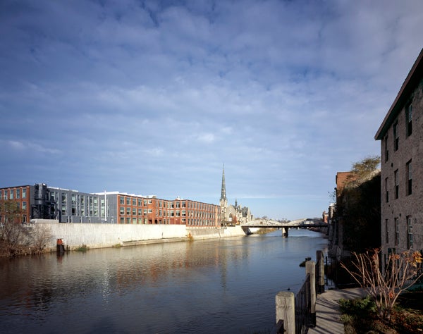 View of the School of Architecture from across the Grand River side