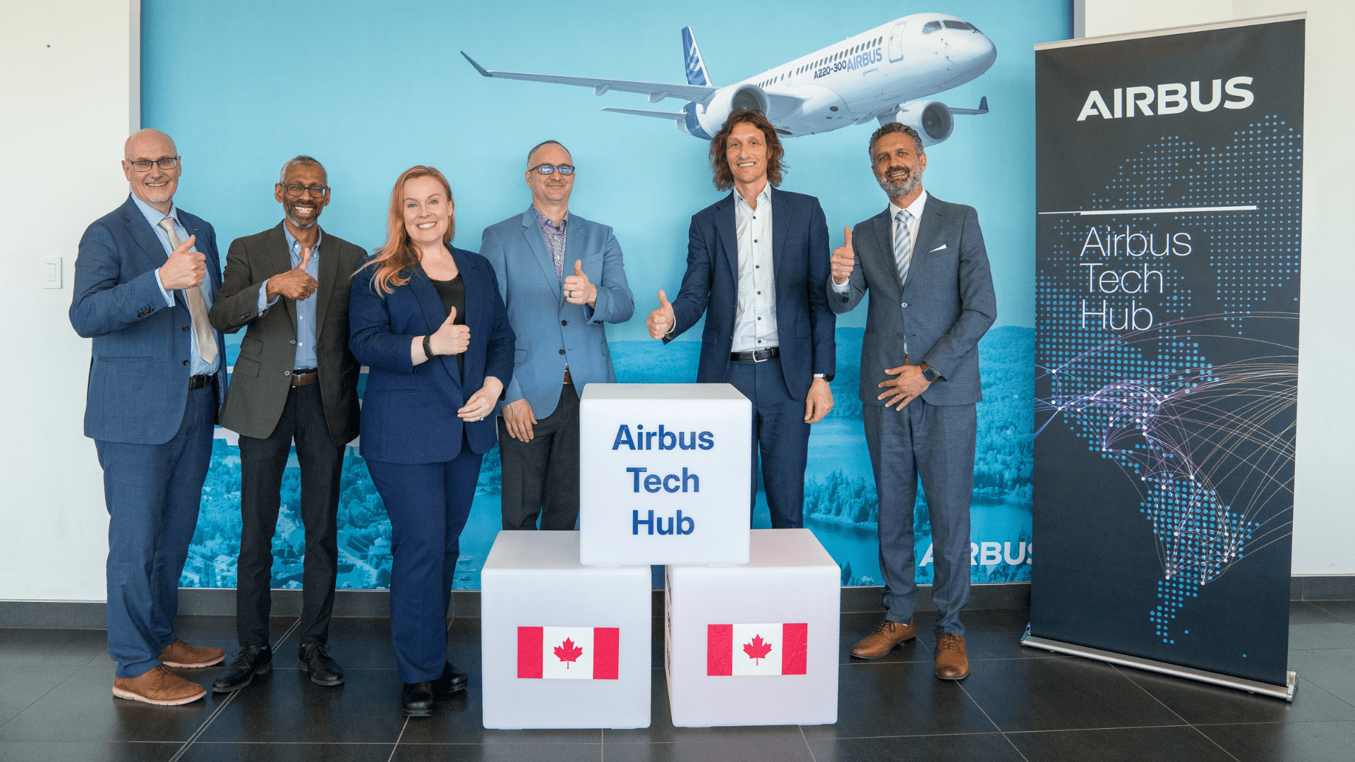 Waterloo’s Suzanne Kearns with partners from Airbus.