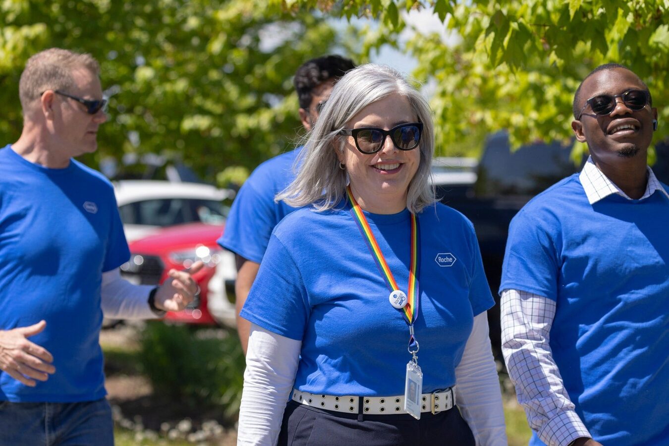 Brigitte Nolet and colleagues at an outdoor company event.