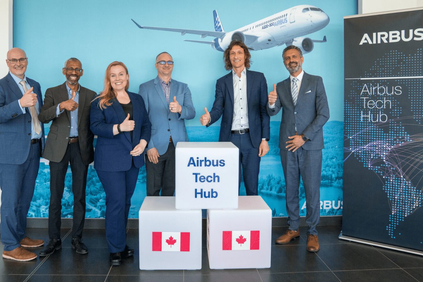 Waterloo’s Suzanne Kearns with partners from Airbus.
