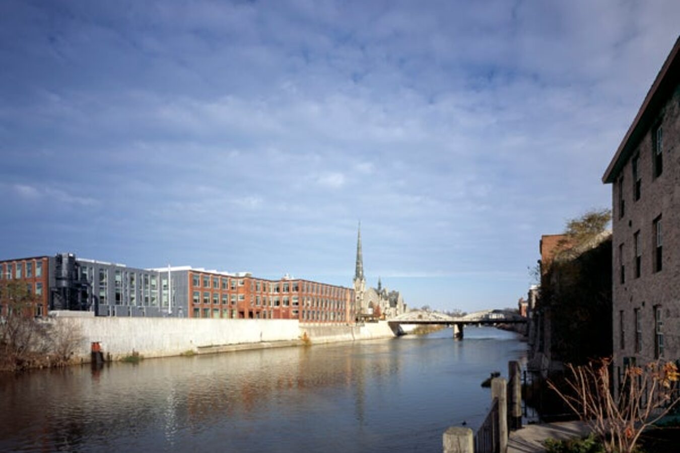 View of the School of Architecture from across the Grand River side